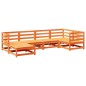 vidaXL Juego de sofás de jardín 6 pzas madera maciza pino marrón cera vidaXL Juego de sofás de jardín 6 pzas madera maciza pino marrón cera