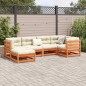 vidaXL Juego de sofás de jardín 6 pzas madera maciza pino marrón cera vidaXL Juego de sofás de jardín 6 pzas madera maciza pino marrón cera