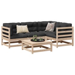 vidaXL Juego de sofás de jardín 5 piezas madera maciza de pino