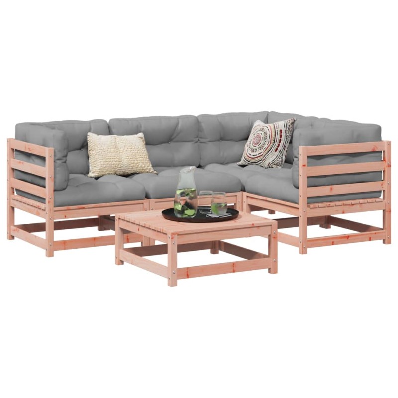 vidaXL Set de sofás jardín 5 pzas con cojines madera abeto Douglas vidaXL Set de sofás jardín 5 pzas con cojines madera abeto Douglas