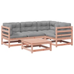 vidaXL Set de sofás jardín 5 pzas con cojines madera abeto Douglas