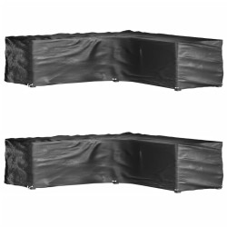 vidaXL Fundas muebles jardín forma de L 2 uds 16 ojales 250x250x70 cm