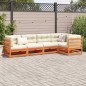 vidaXL Juego de sofás de jardín 5 pzas madera maciza pino marrón cera vidaXL Juego de sofás de jardín 5 pzas madera maciza pino marrón cera
