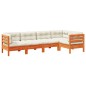 vidaXL Set de sofás jardín 5 pzas con cojines madera pino marrón cera vidaXL Set de sofás jardín 5 pzas con cojines madera pino marrón cera