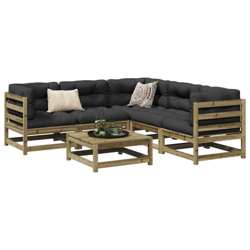 vidaXL Juego de sofás de jardín 6 piezas madera de pino impregnada vidaXL Juego de sofás de jardín 6 piezas madera de pino impregnada