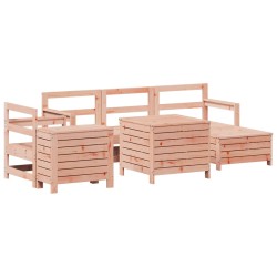 vidaXL Juego de sofás de jardín 7 pzas madera maciza de abeto Douglas
