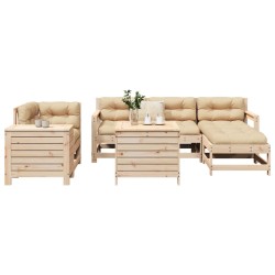 vidaXL Juego de sofás de jardín 7 piezas madera maciza de pino