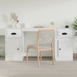 vidaXL Escritorio con armario contrachapada blanco brillo