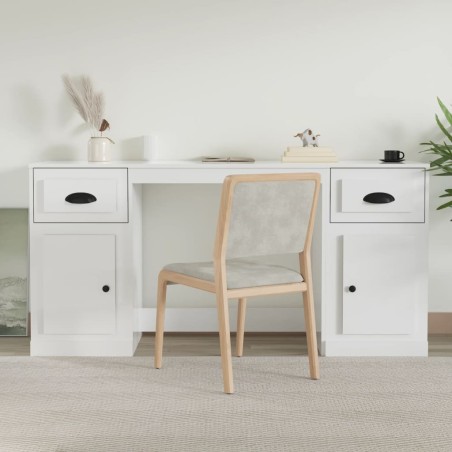 vidaXL Escritorio con armario contrachapada blanco brillo