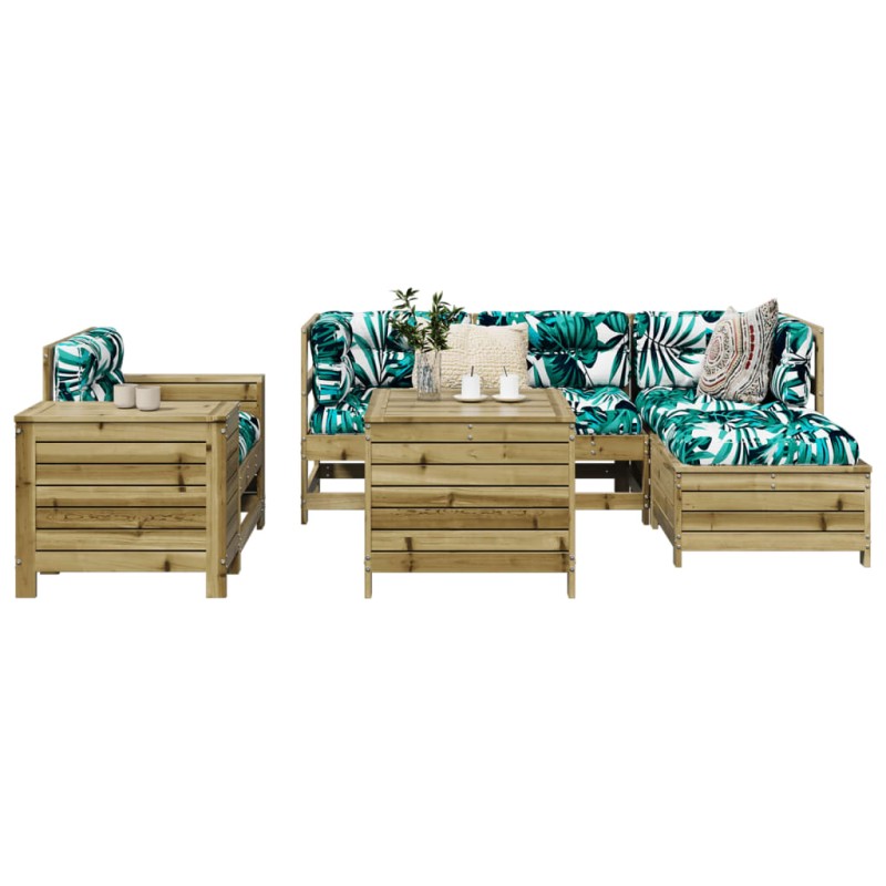 vidaXL Juego de sofás de jardín 7 pzas madera de pino impregnada vidaXL Juego de sofás de jardín 7 pzas madera de pino impregnada