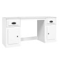 vidaXL Escritorio con armario contrachapada blanco brillo vidaXL Escritorio con armario contrachapada blanco brillo