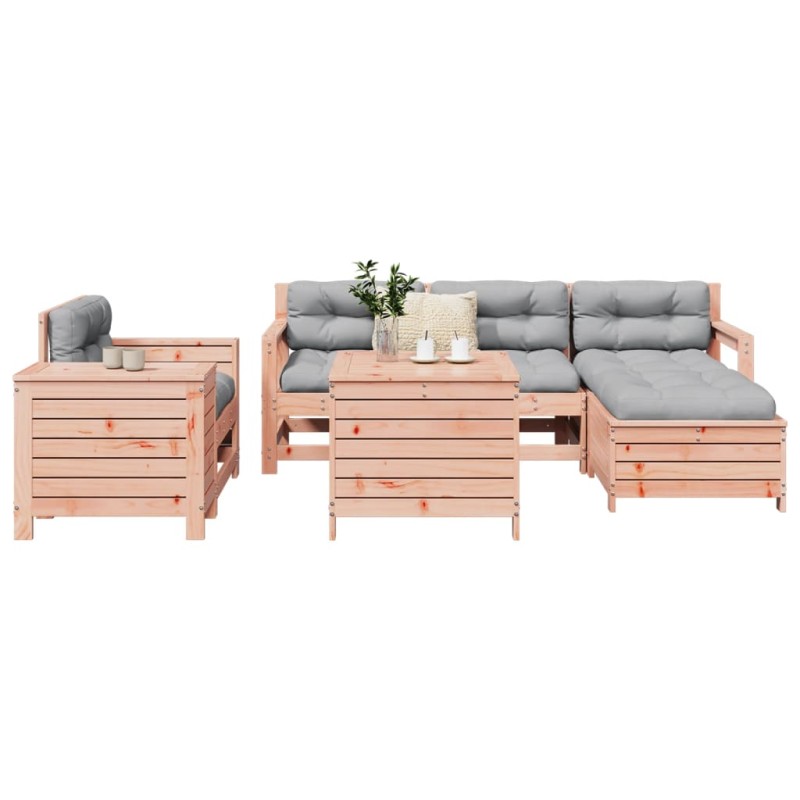 vidaXL Juego de sofás de jardín 7 pzas madera maciza de abeto Douglas