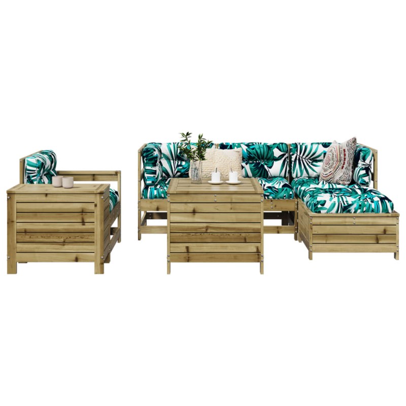 vidaXL Juego de sofás de jardín 7 pzas madera de pino impregnada vidaXL Juego de sofás de jardín 7 pzas madera de pino impregnada