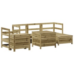 vidaXL Juego de sofás de jardín 7 pzas madera de pino impregnada