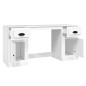 vidaXL Escritorio con armario contrachapada blanco brillo vidaXL Escritorio con armario contrachapada blanco brillo