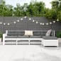 vidaXL Juego de sofás de jardín 5 piezas madera maciza de pino blanco
