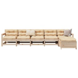 vidaXL Juego de sofás de jardín 6 piezas madera maciza de pino