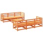 vidaXL Juego de sofás de jardín 7 pzas madera maciza pino marrón cera vidaXL Juego de sofás de jardín 7 pzas madera maciza pino marrón cera