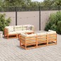 vidaXL Juego de sofás de jardín 7 pzas madera maciza pino marrón cera vidaXL Juego de sofás de jardín 7 pzas madera maciza pino marrón cera