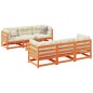 vidaXL Set de sofás jardín 7 pzas con cojines madera pino marrón cera vidaXL Set de sofás jardín 7 pzas con cojines madera pino marrón cera