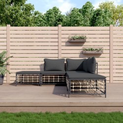 vidaXL Juego de muebles de jardín 5 pzas y cojines ratán PE antracita