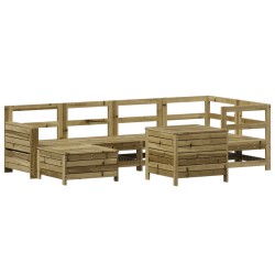 vidaXL Juego de sofás de jardín 7 pzas madera de pino impregnada