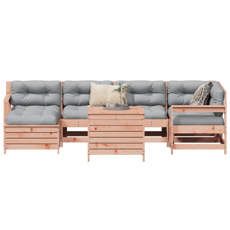 vidaXL Juego de sofás de jardín 7 pzas madera maciza de abeto Douglas vidaXL Juego de sofás de jardín 7 pzas madera maciza de abeto Douglas