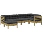 vidaXL Juego de sofás jardín 6 pzas con cojines madera pino impregnada vidaXL Juego de sofás jardín 6 pzas con cojines madera pino impregnada