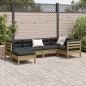 vidaXL Juego de sofás jardín 6 pzas con cojines madera pino impregnada vidaXL Juego de sofás jardín 6 pzas con cojines madera pino impregnada