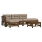 vidaXL Juego muebles jardín 6 pzas y cojines madera maciza marrón miel