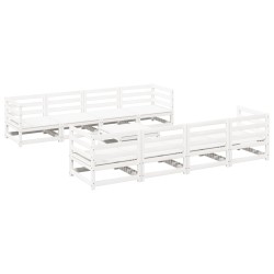 vidaXL Juego de sofás de jardín 9 pzas madera maciza de pino blanco