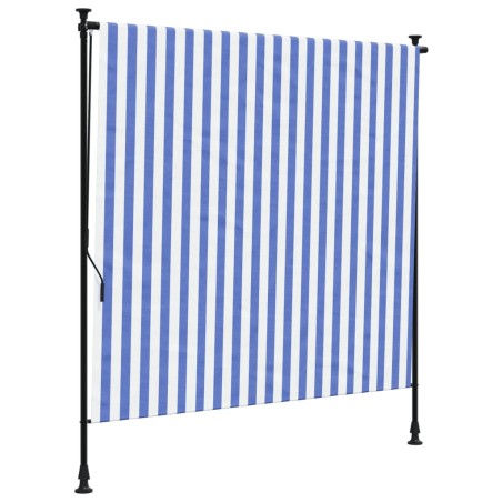 vidaXL Persiana enrollable exterior tela acero azul blanco 150x270 cm