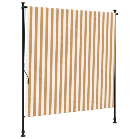 vidaXL Persiana enrollable exterior tela acero naranja y blanco