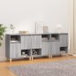 vidaXL Aparadores 3 uds madera contrachapada gris Sonoma 60x35x70 cm