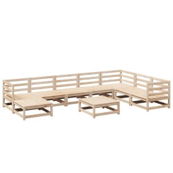 vidaXL Juego de sofás de jardín 9 pzas madera maciza de pino