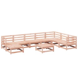 vidaXL Juego de sofás de jardín 9 pzas madera maciza de abeto Douglas