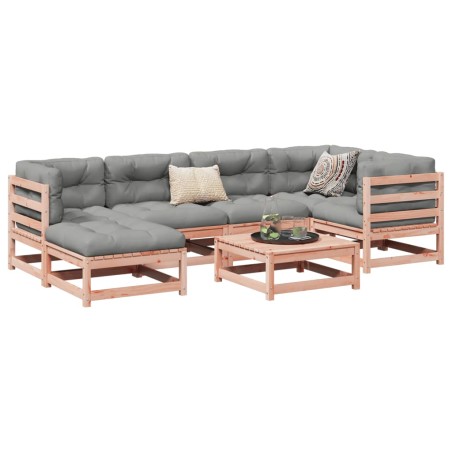 vidaXL Set de sofás jardín 7 pzas con cojines madera abeto Douglas