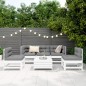 vidaXL Juego de sofás de jardín 6 piezas madera maciza pino blanco vidaXL Juego de sofás de jardín 6 piezas madera maciza pino blanco