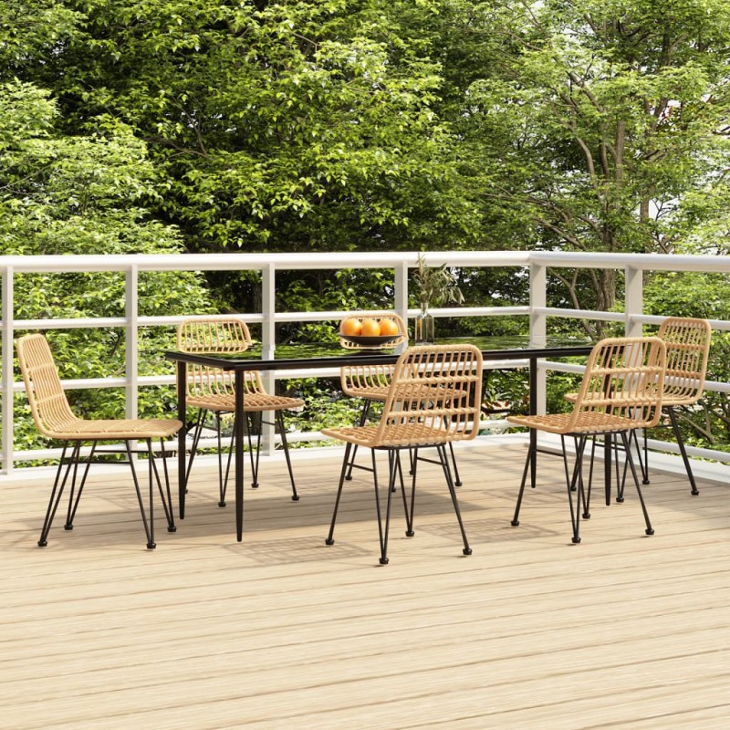 vidaXL Juego de comedor de jardín 7 piezas ratán sintético