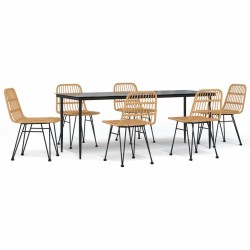 vidaXL Juego de comedor de jardín 7 piezas ratán sintético
