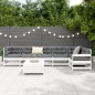 vidaXL Juego de sofás de jardín 7 pzas madera maciza de pino blanco