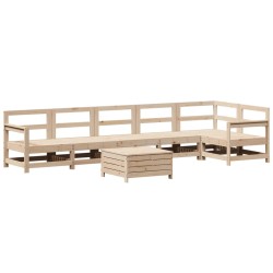 vidaXL Juego de sofás de jardín 7 piezas madera maciza de pino
