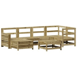 vidaXL Juego de sofás de jardín 7 pzas madera de pino impregnada