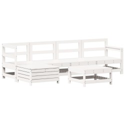 vidaXL Juego de sofás de jardín 6 piezas madera maciza pino blanco