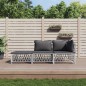 vidaXL Juego de muebles de jardín 3 piezas con cojines acero blanco