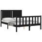 vidaXL Estructura de cama con cabecero madera maciza negro 140x200 cm vidaXL Estructura de cama con cabecero madera maciza negro 140x200 cm