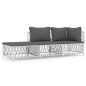 vidaXL Juego de muebles de jardín 3 piezas con cojines acero blanco