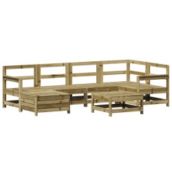 vidaXL Juego de sofás de jardín 7 pzas madera de pino impregnada
