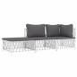 vidaXL Juego de muebles de jardín 3 piezas con cojines acero blanco