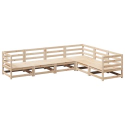 vidaXL Juego de sofás de jardín 6 piezas madera maciza de pino